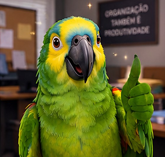 Papagaio mascote do Cafuné Tool fazendo joinha